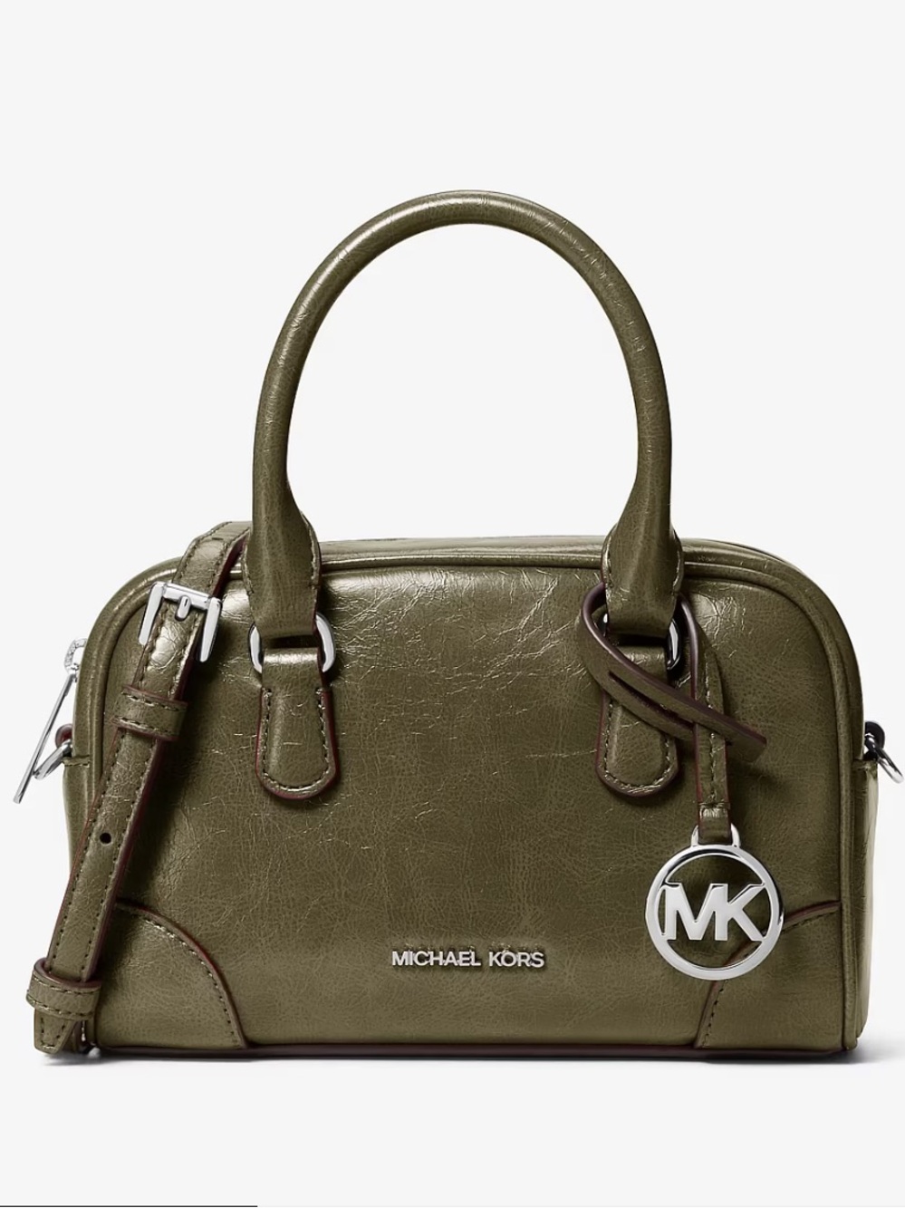 Michael Kors NWT Thompson XS Distressed Convertible Satchel Xbody Olive Green
